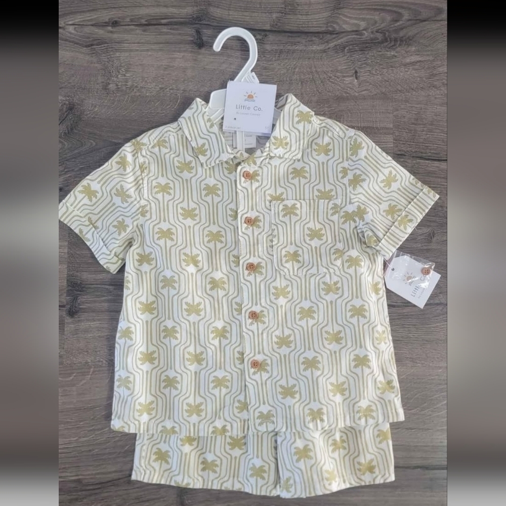LC Lauren Conrad Boys Palm Print Button Down Shirt & Shorts Set Size 5t NWT